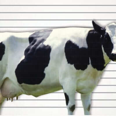 Cow in a criminal line up.