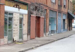 abandoned store fronts