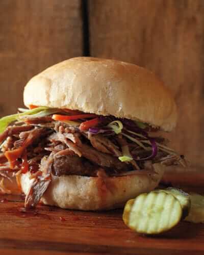 Slow Cooker Pulled Pork and Red and Green Cabbage Coleslaw