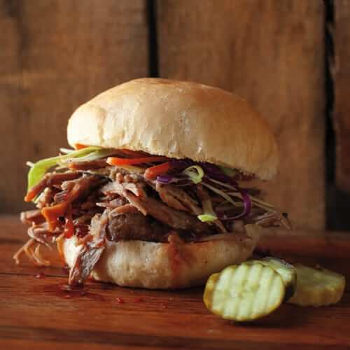 Slow Cooker Pulled Pork and Red and Green Cabbage Coleslaw