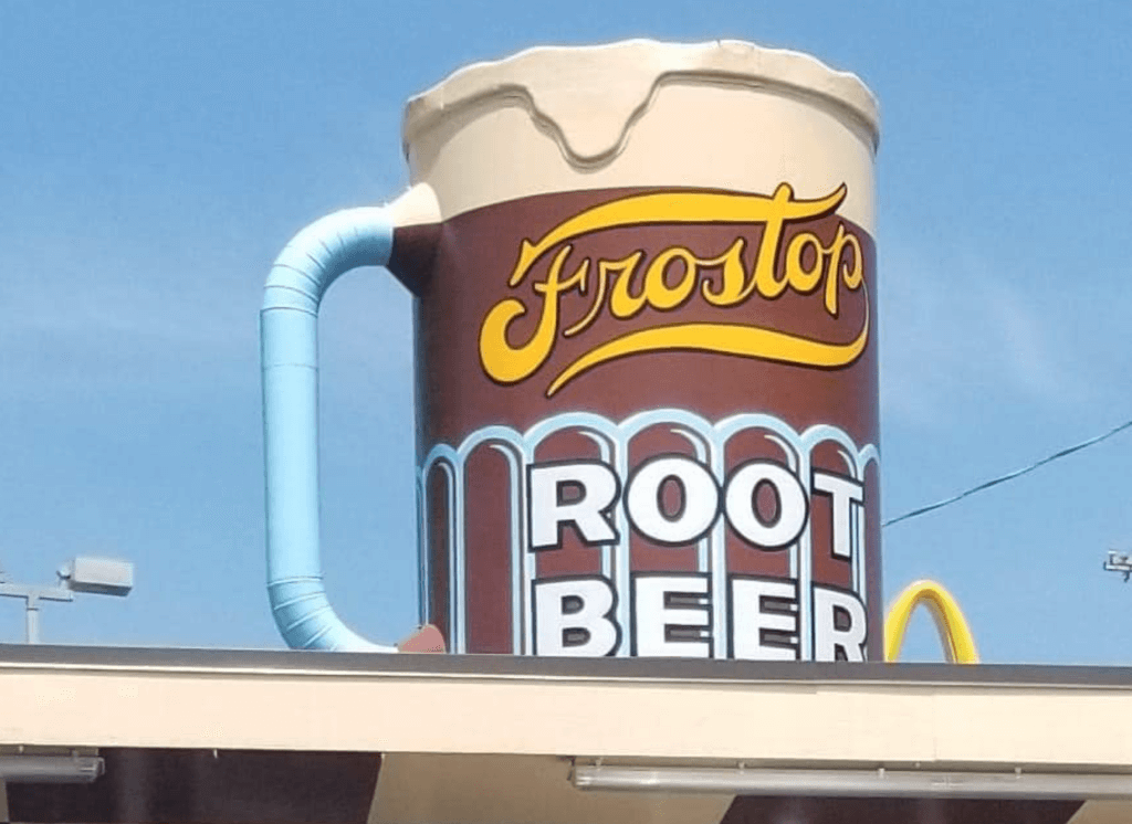 Big beer cup on the roof 