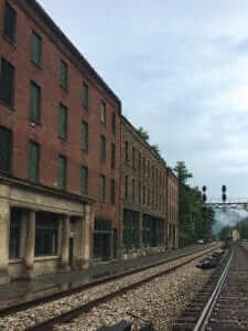 buildings next to a railroad